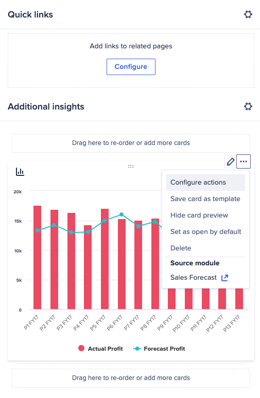 Add forecast actions to a page | Anapedia