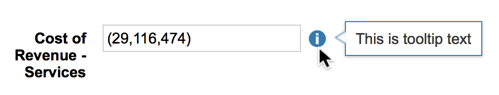A tooltip is displayed when the mouse pointer is hovered over a line item.