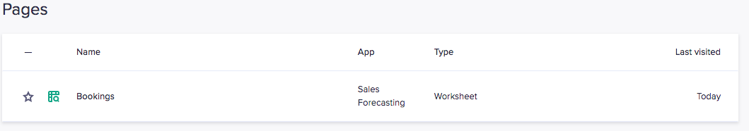 Pages list in Anaplan Home