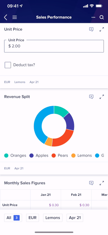 Image showing field cards on mobile.