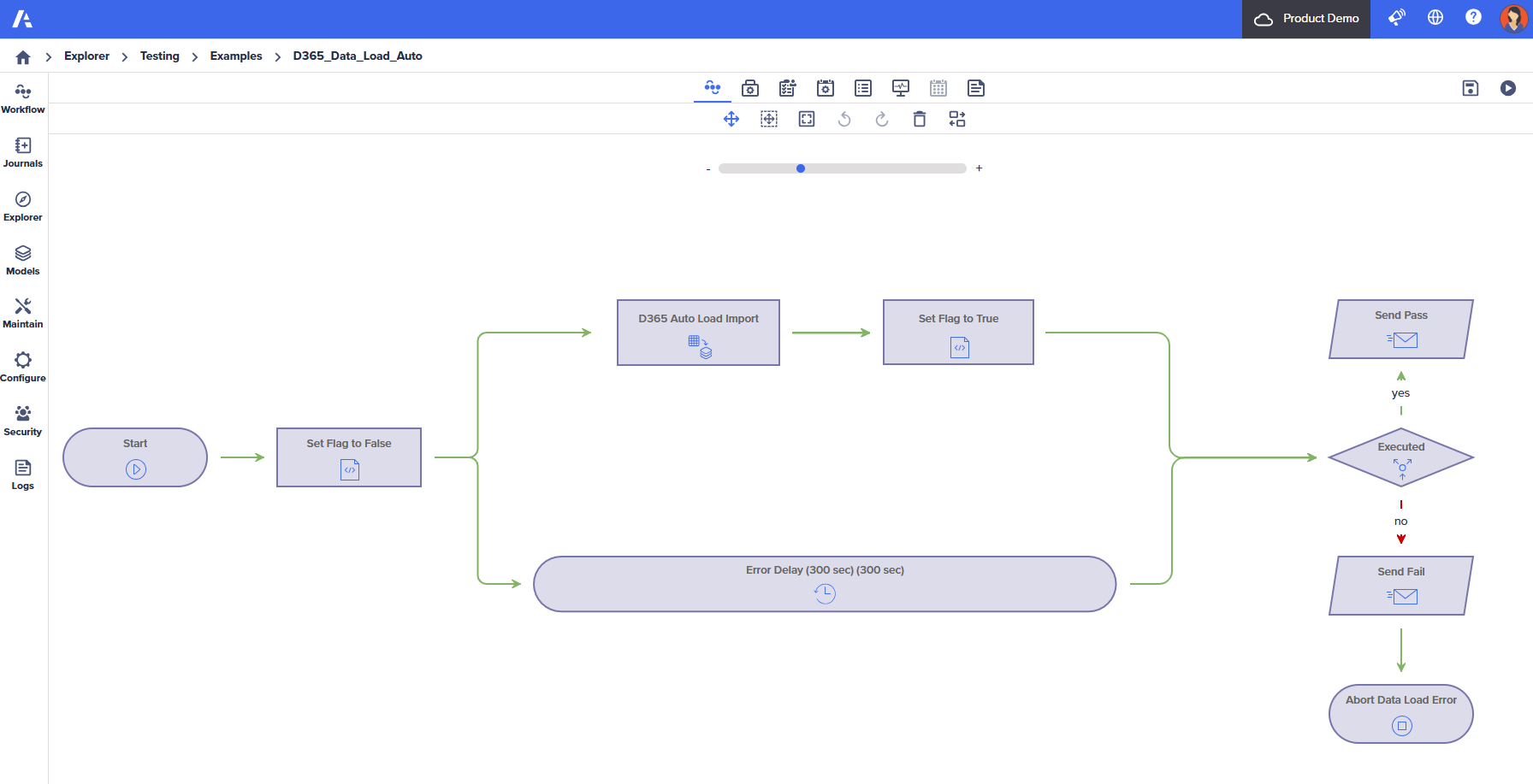 Use of the delay task.