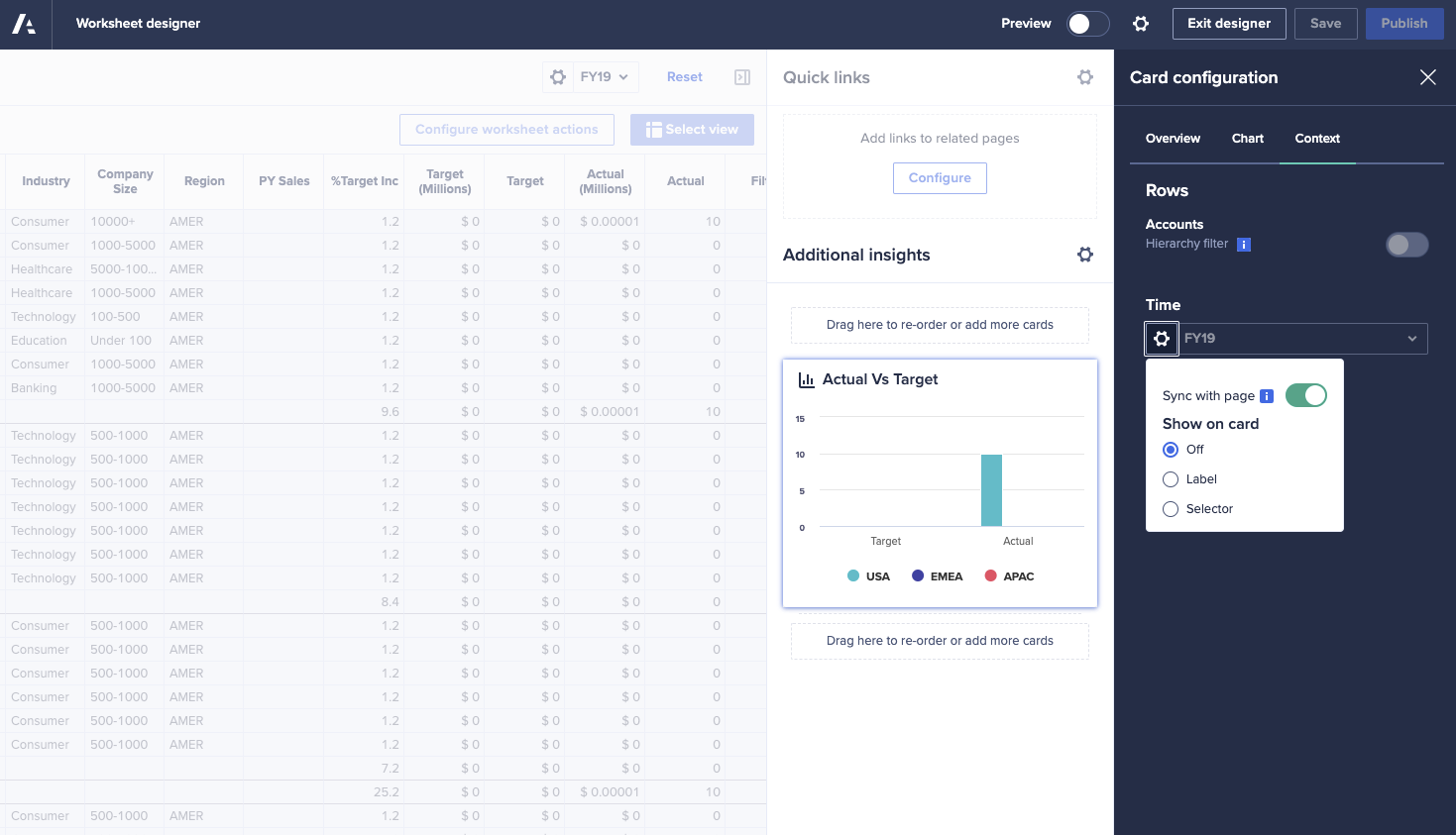 Configure card screen.