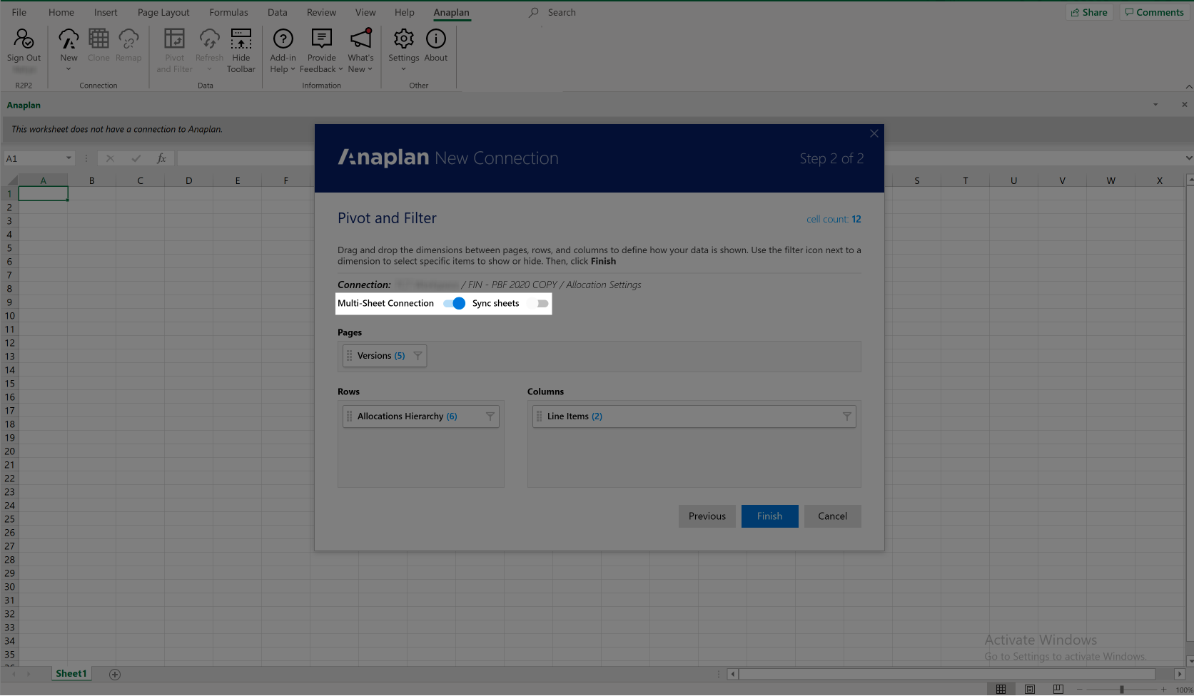 Multi Sheet Connection Anaplan Technical Documentation