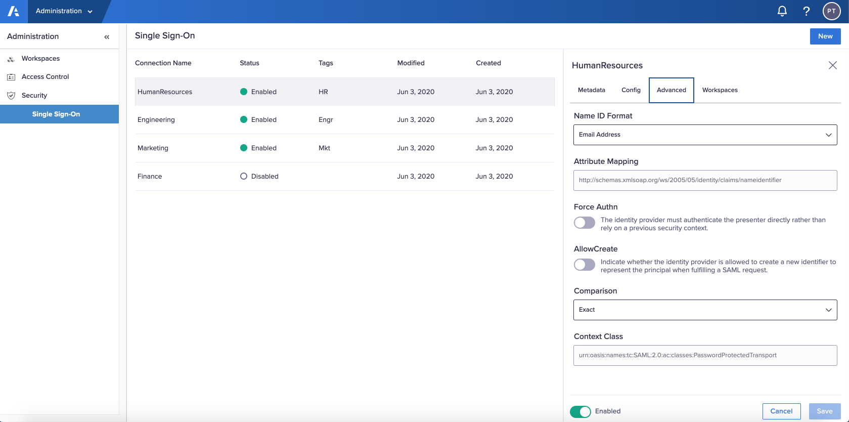 Advanced SAML settings - Anaplan Technical Documentation