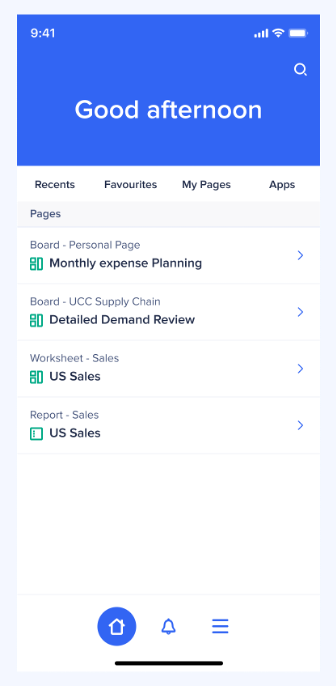 Image showing Anaplan Mobile view.