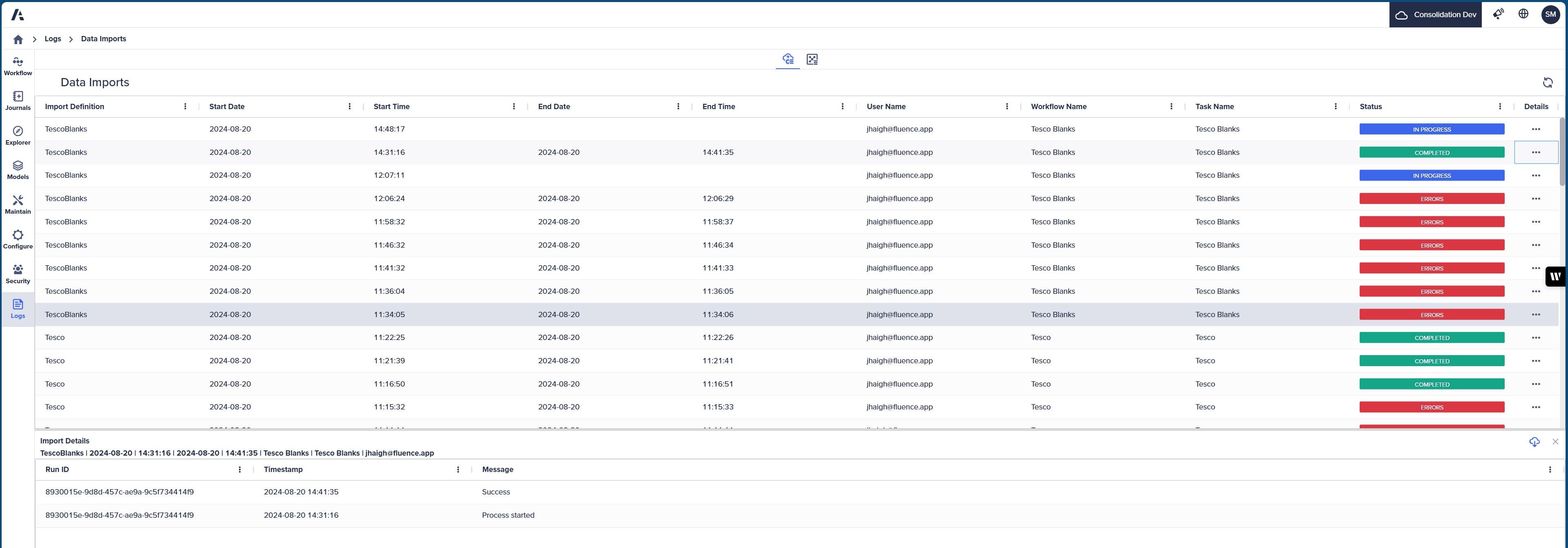 Importing data to a staging table