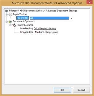 The advanced tab to change the paper size.