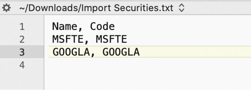 A screenshot that shows an example of a file that will import successfully without making any changes.