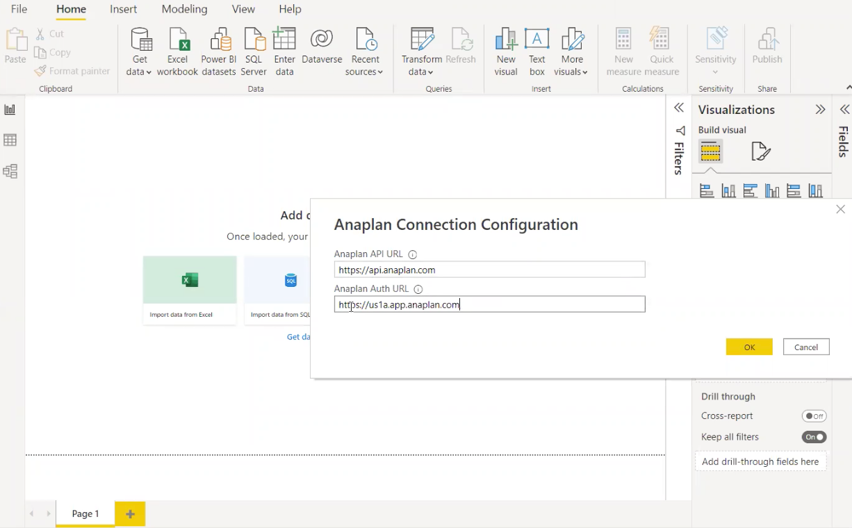 Anaplan Connection Configuration dialog box.