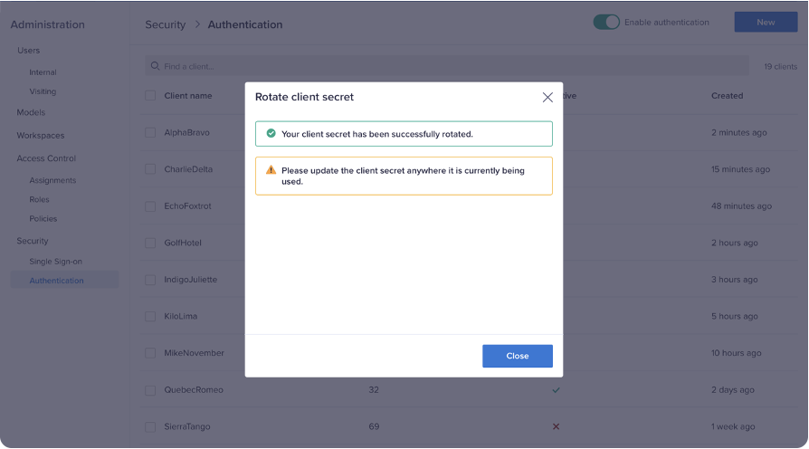 Rotate client secret.