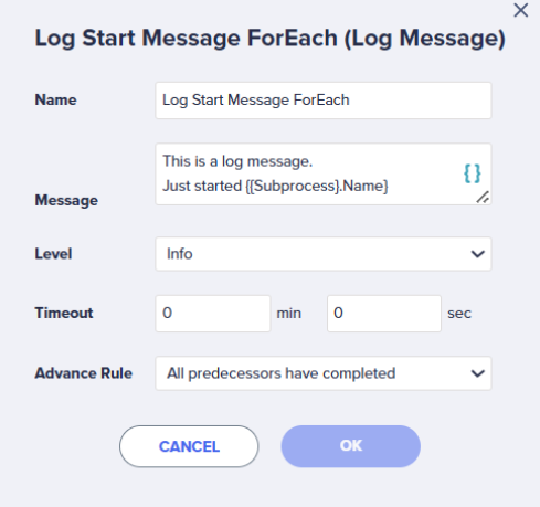 Log Message task