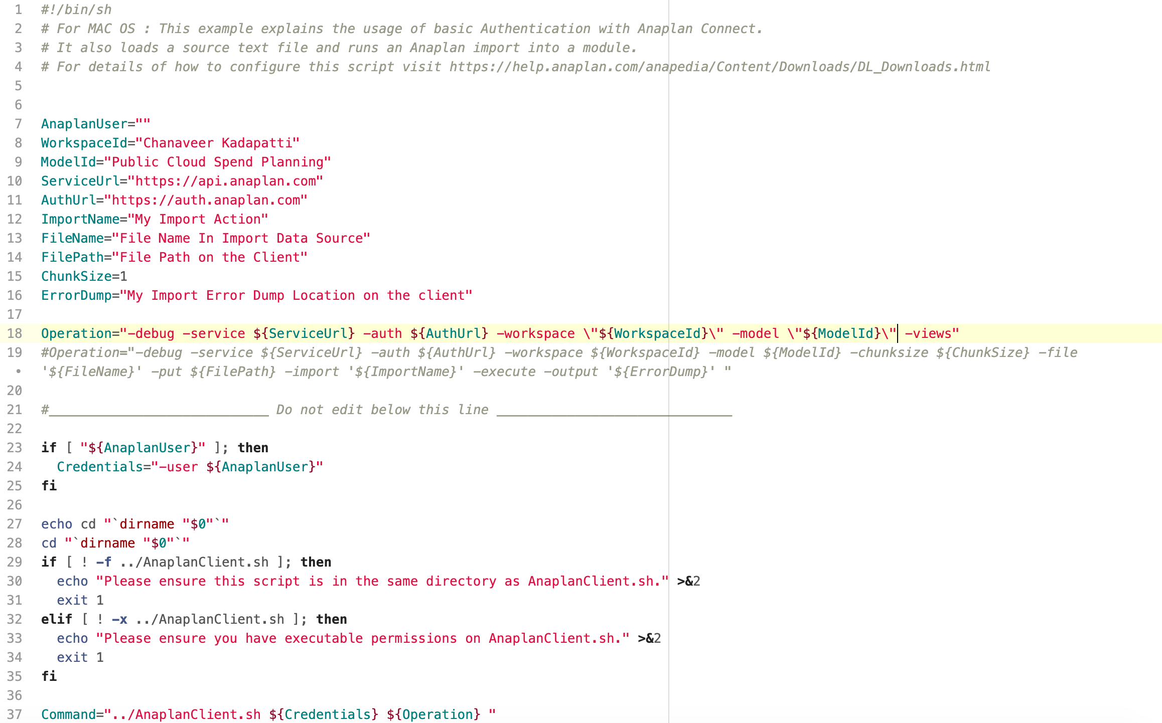Anaplan Connect script - read list of views in model
