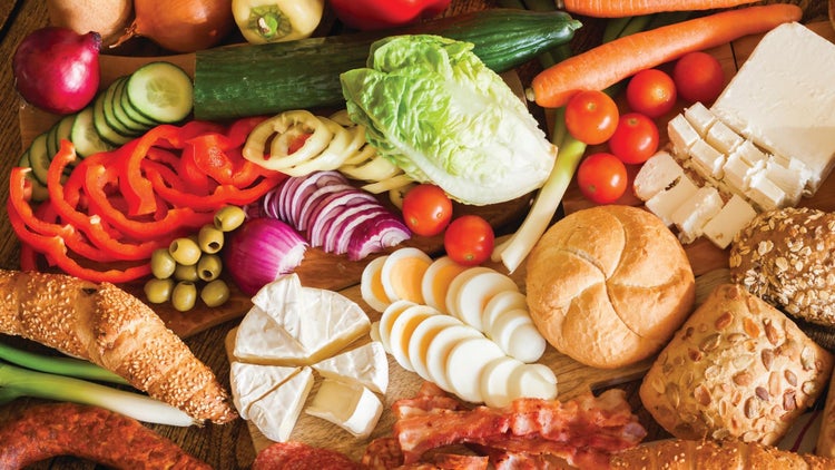 RTE food assortment on table 