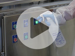 Sanitize and cover controls before wet cleaning to prevent contamination afterwards