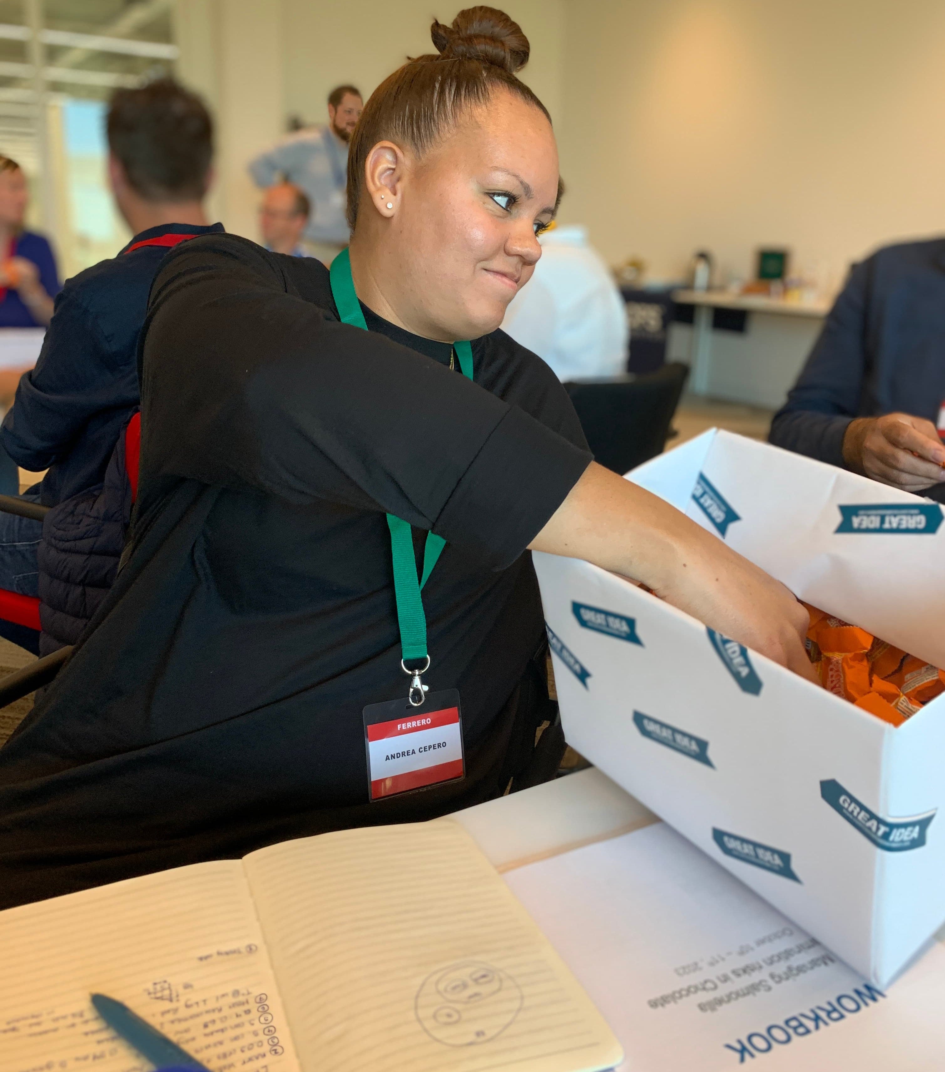 Chocolate Training participant during sampling excercise