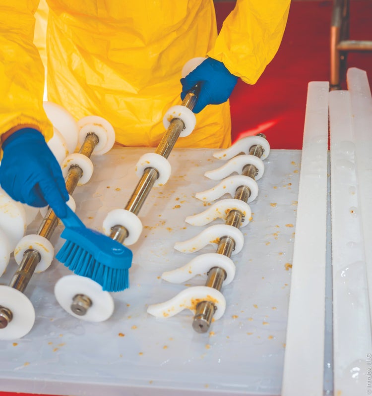 cleaning with brush (close up)