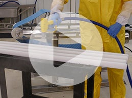 Lay equipment components over (tailored) racks or carts during cleaning to ensure it never touches the floor.