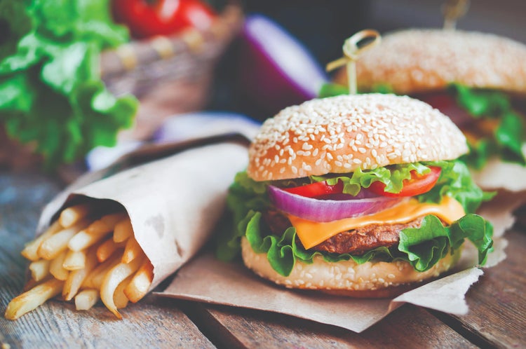 cheese / hamburger and fries
