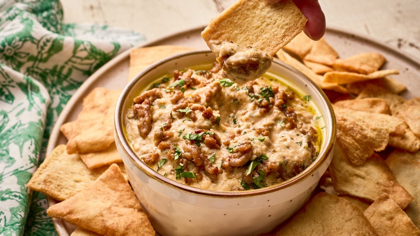 Roasted Eggplant Spread with Toscano Ground Sausage