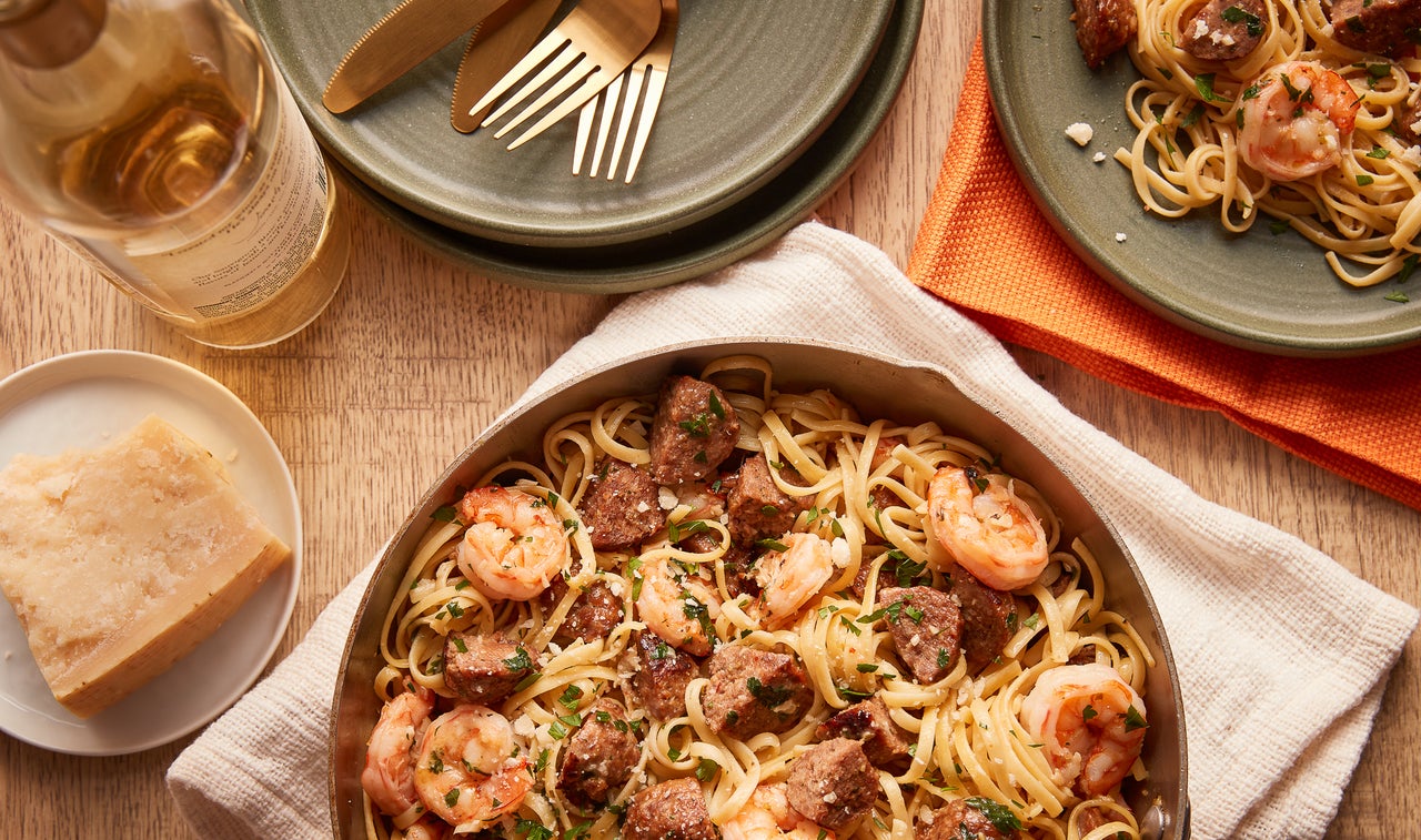 Spicy Sicilian Meatballs and Gulf Shrimp with Linguini | Carando