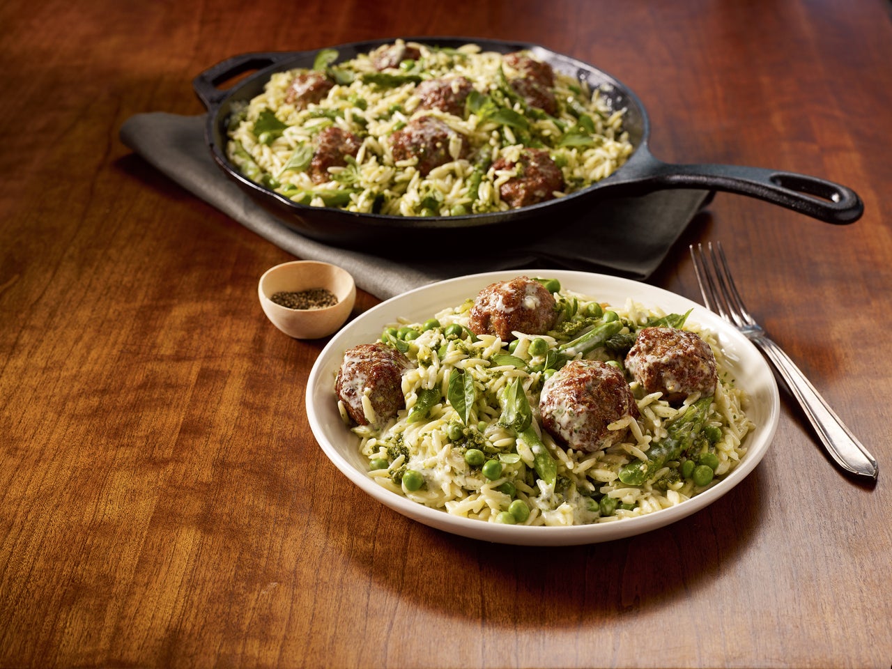 Meatballs & Orzo in Pesto Cream Sauce | Carando