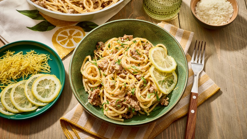 Pasta Limone with Toscano Ground Sausage