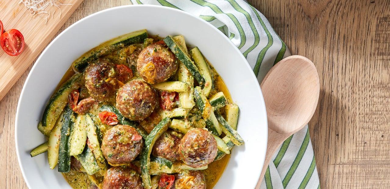 Spicy Meatball and Pesto Zucchini | Carando
