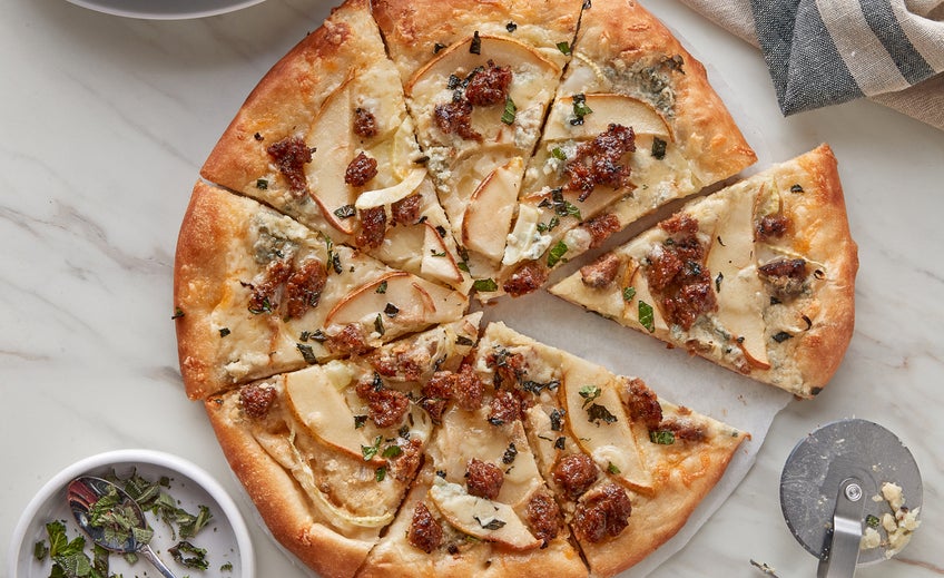 White Pizza with Spicy Sicilian Meatballs