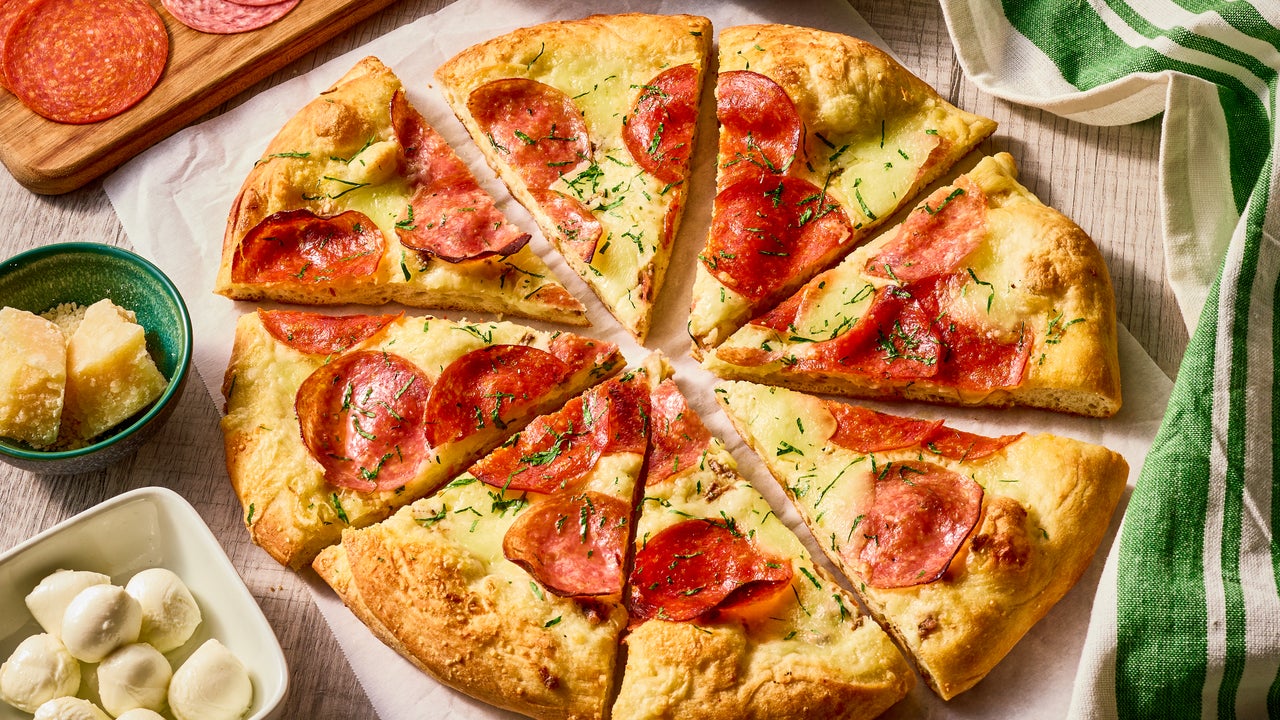 Genoa Salame and Pepperoni Three Cheese White Pizza | Carando