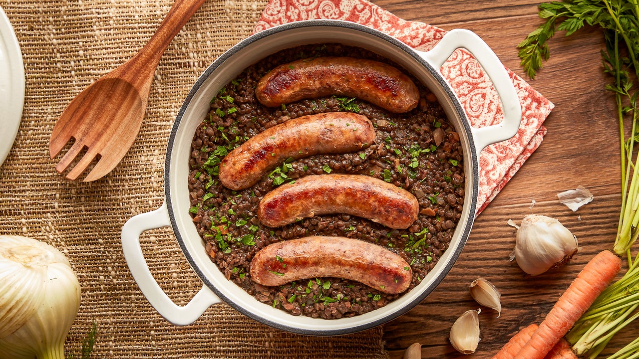 Braised Black Lentils with Sweet Italian Sausage | Carando