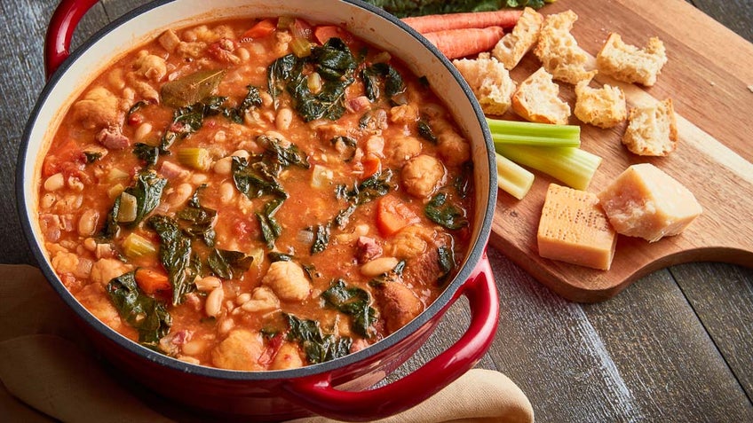 Tuscan Bread Soup with Mortadella and Winter Vegetables