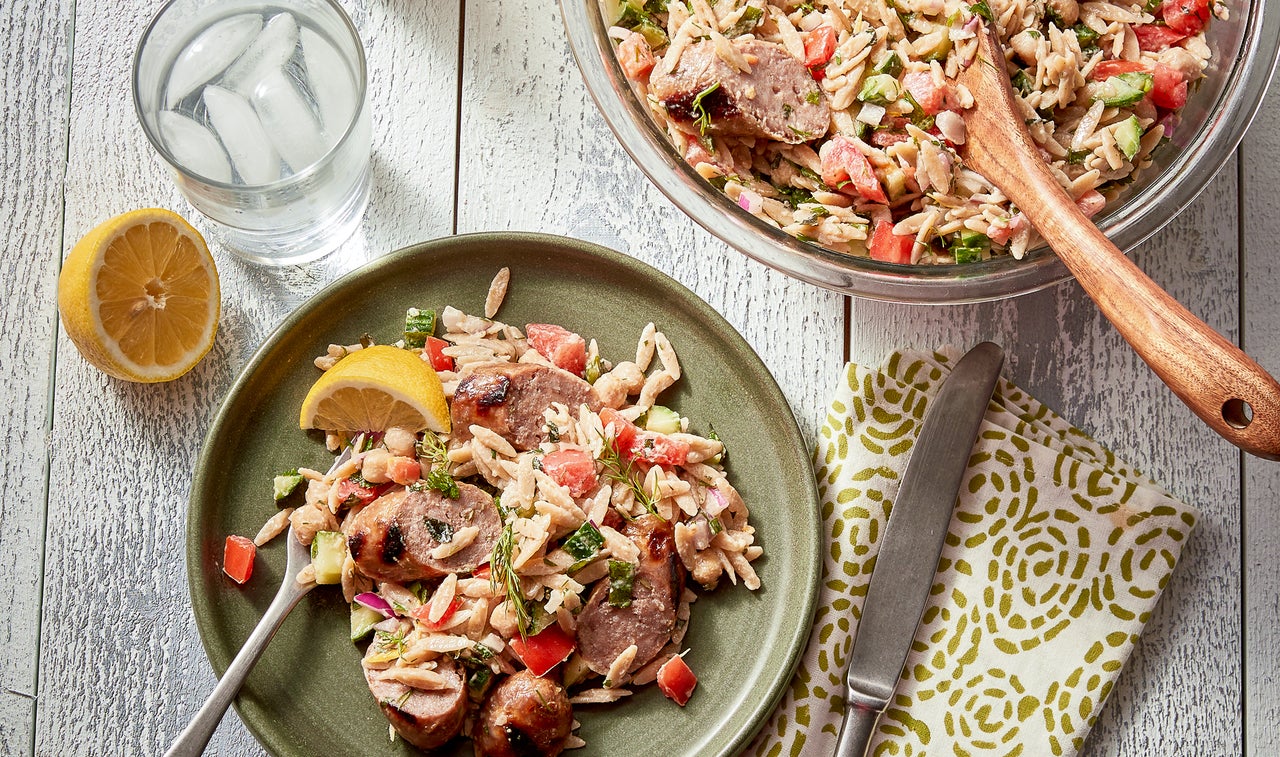 Grilled Sweet Italian Sausage with Orzo and Chickpeas | Carando