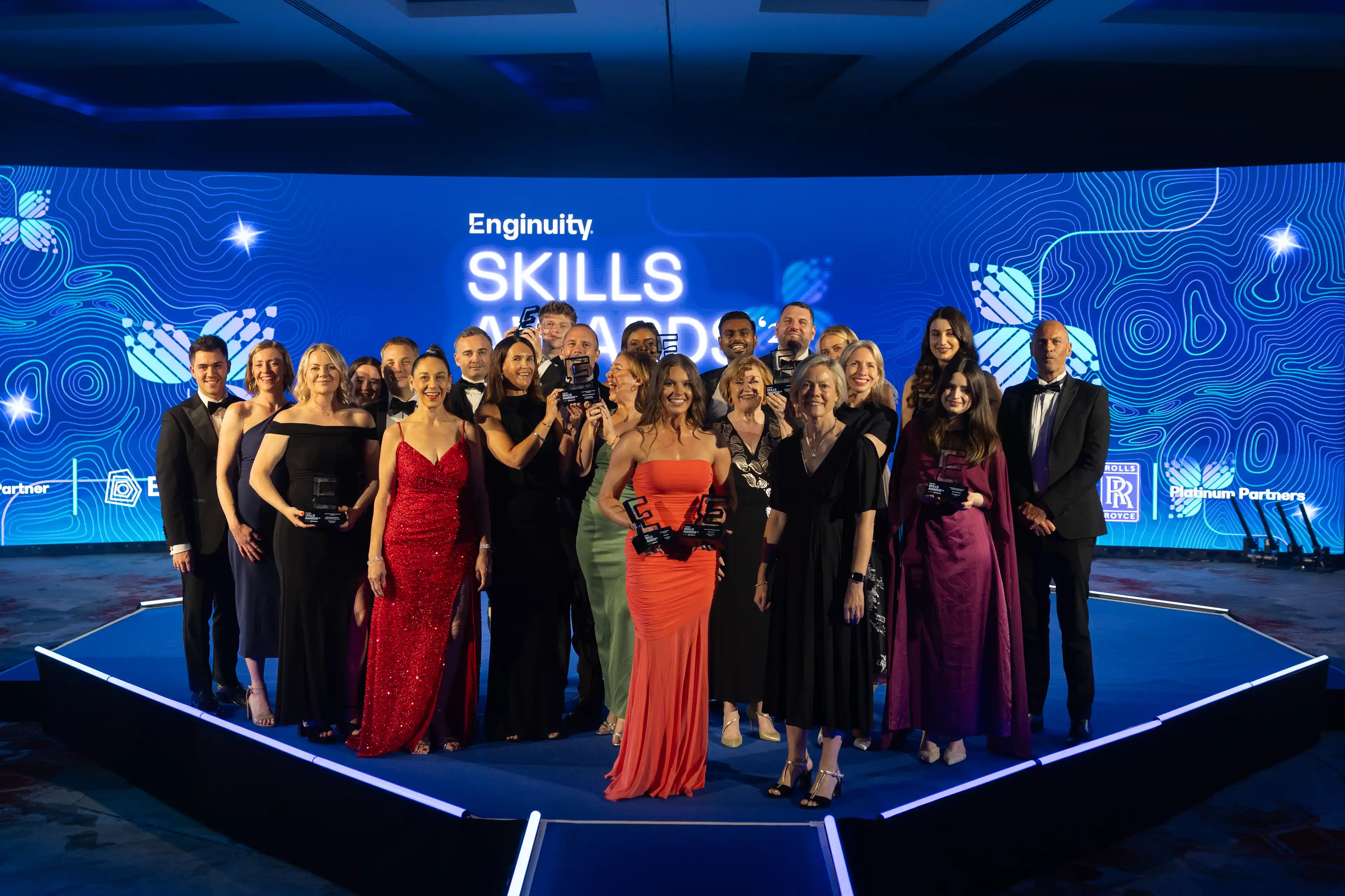 All winners on stage of Enginuity Skills Awards 2026