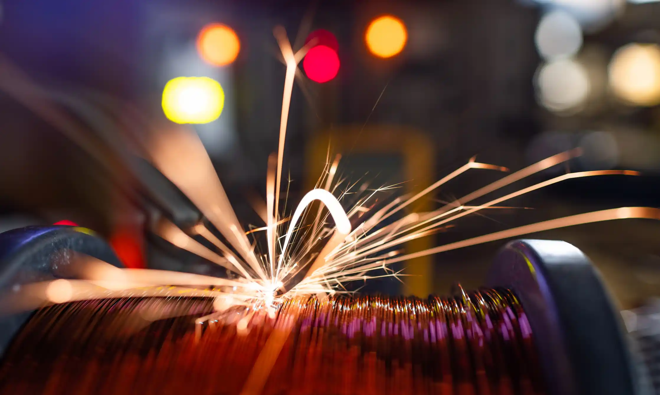 Electric sparks fly from a coil