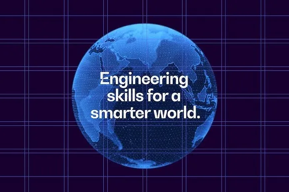 'Engineering skills for a smarter world' written on a graphic of a globe