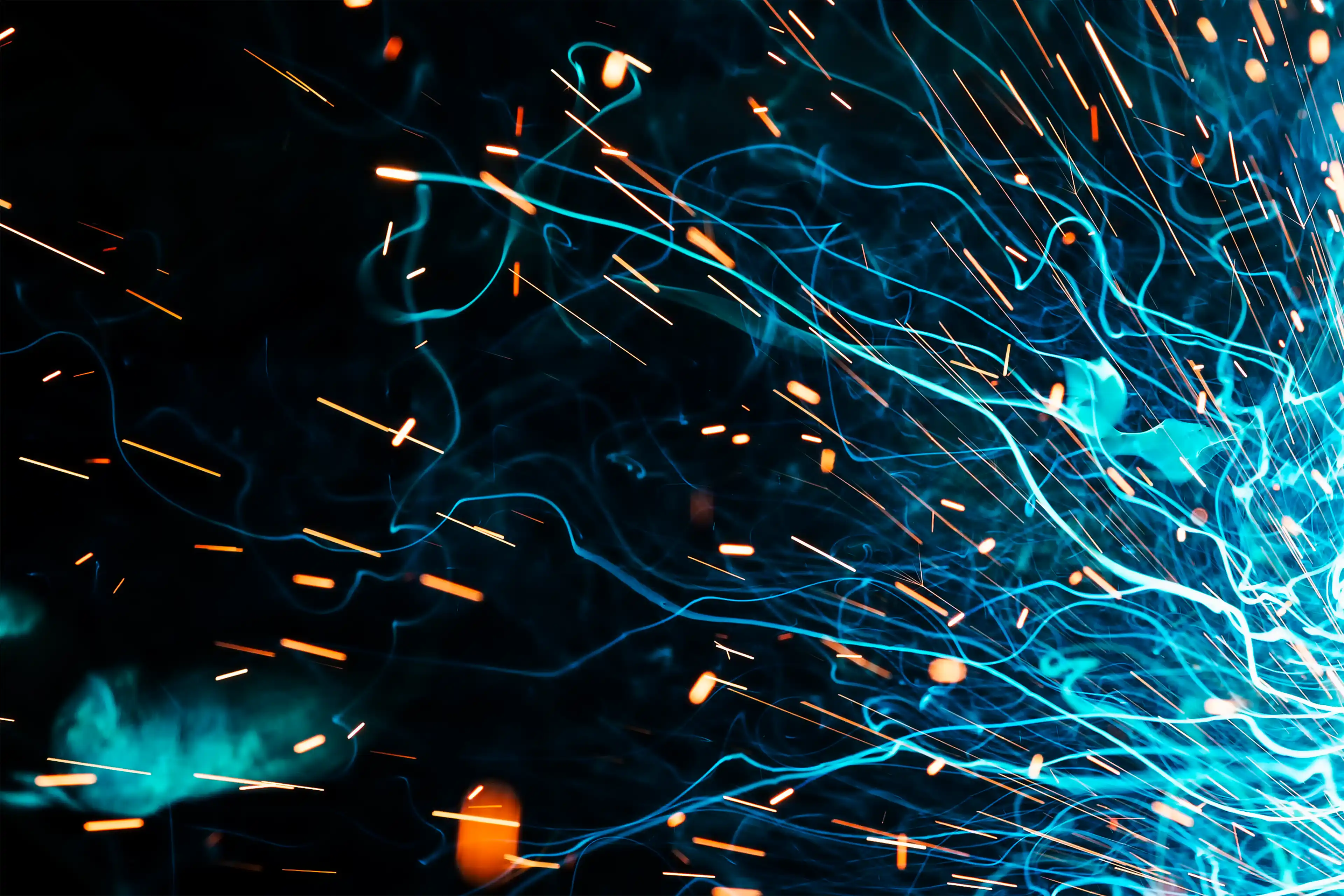 Welding image with blue and gold sparks
