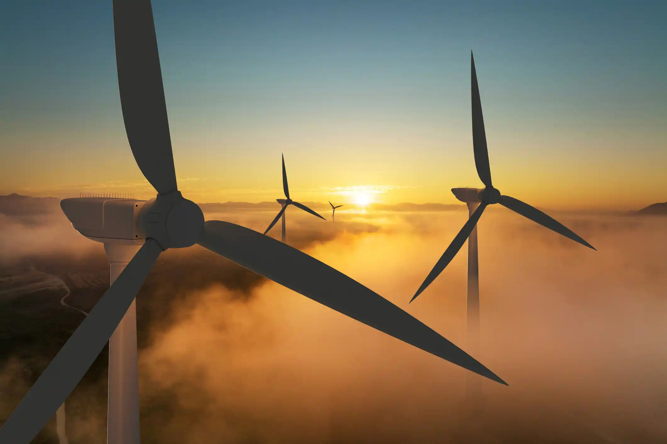 Wind turbines at sunrise