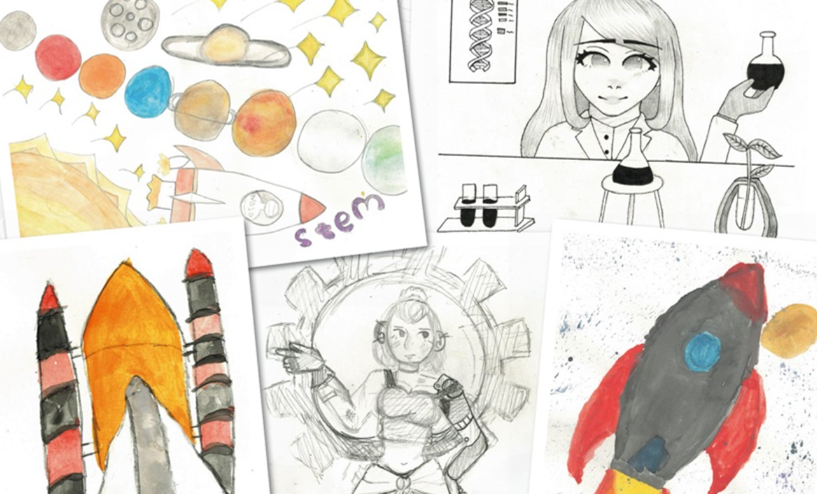 Girls Can Engineer storybook front page drawn by kids