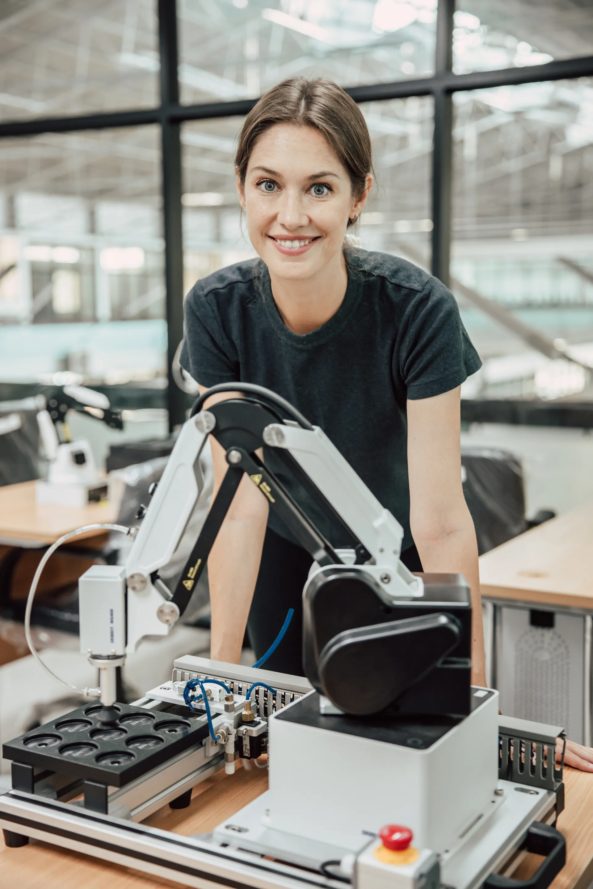 Vertical image of student in robotics