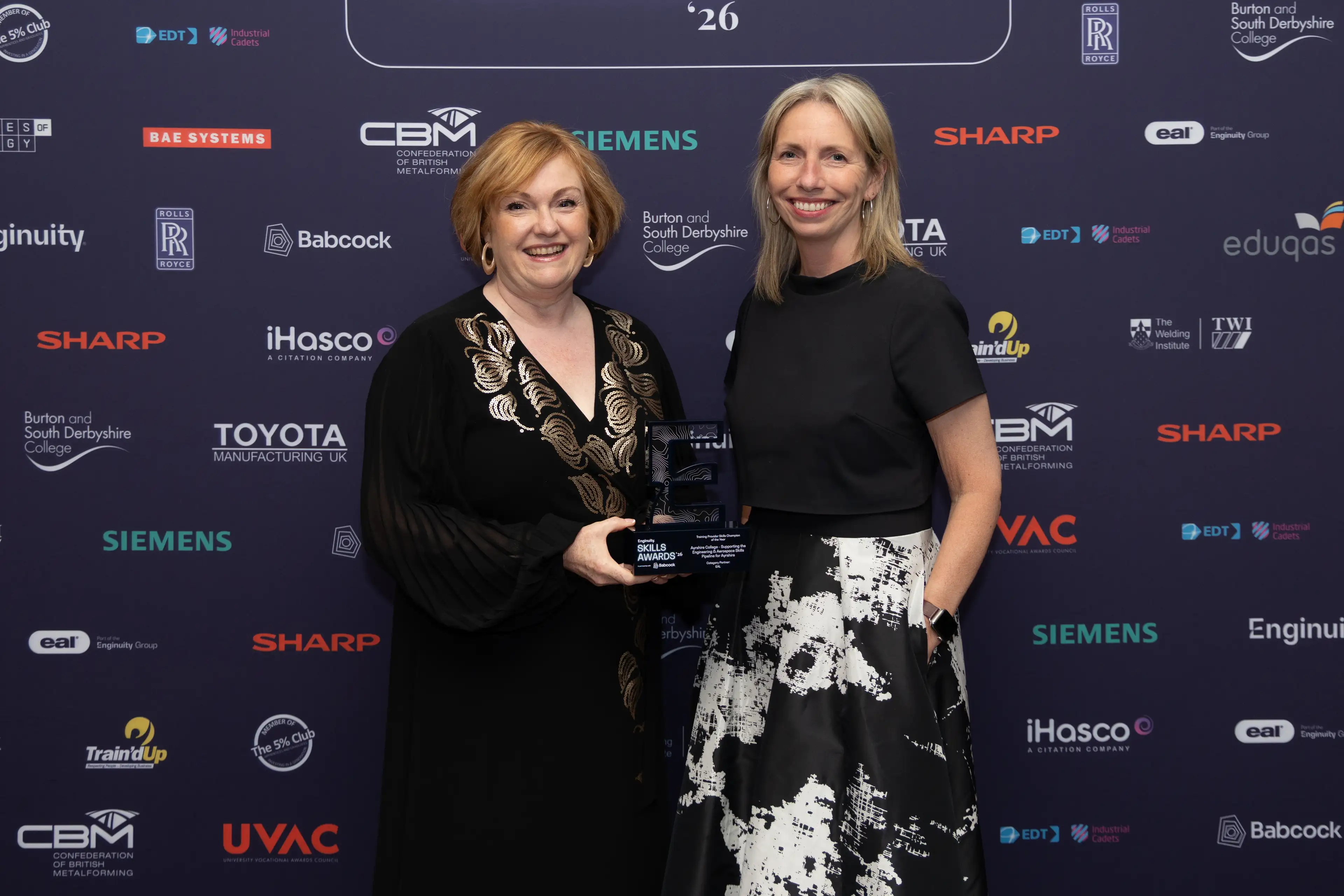 A picture of award winners Ayrshire College collecting their award for Training Provider Skills Champion of the Year at Enginuity Skills Awards 2026