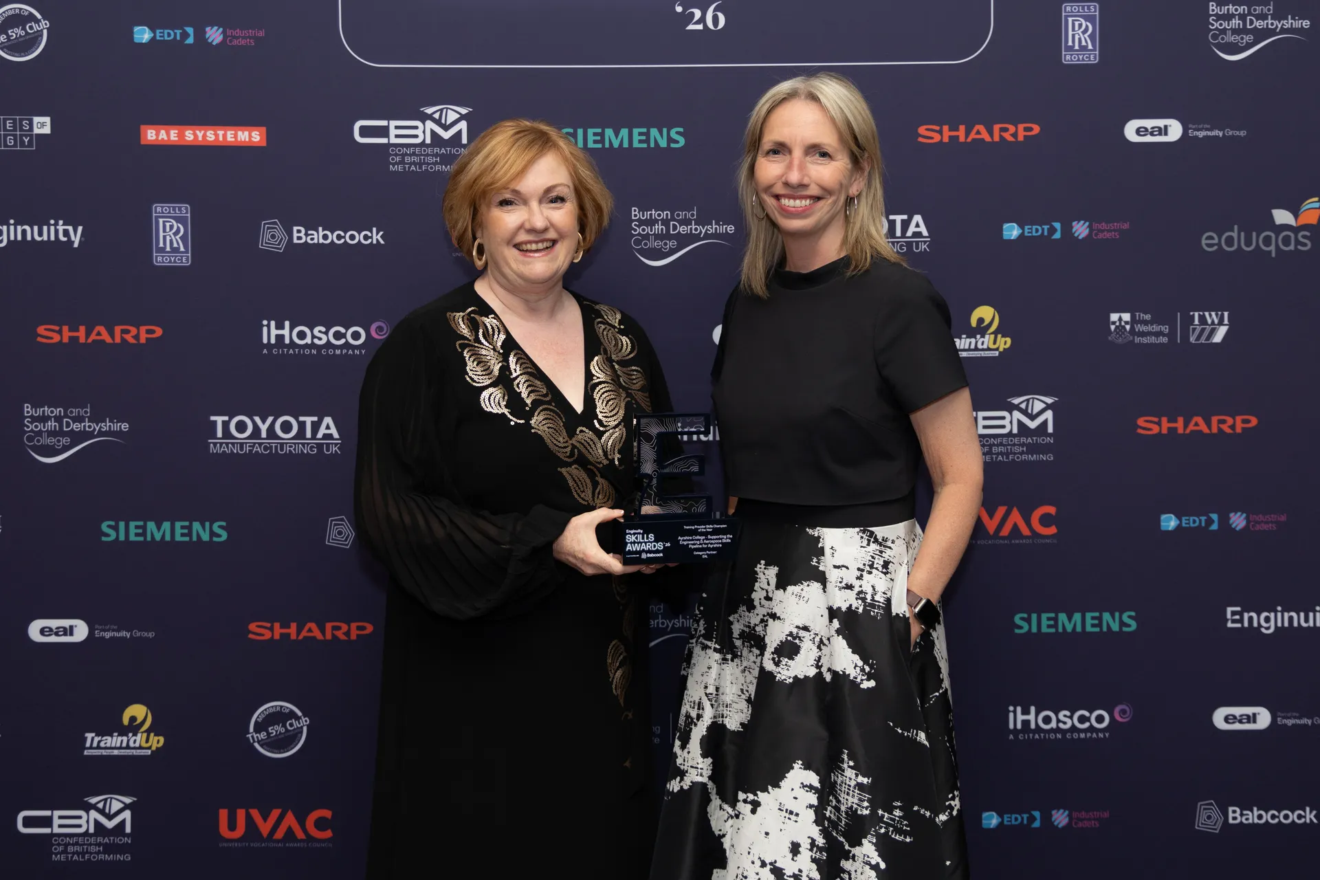 A picture of award winners Ayrshire College collecting their award for Training Provider Skills Champion of the Year at Enginuity Skills Awards 2026