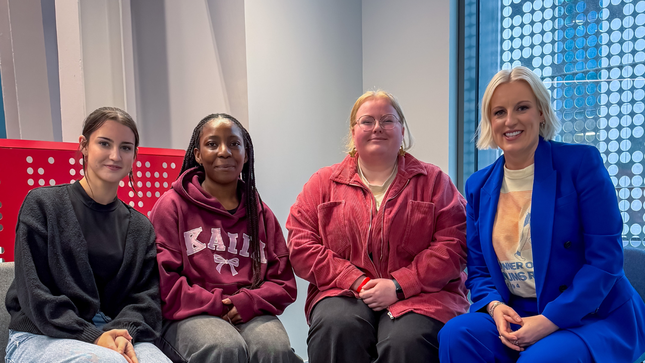Steph with Abigail, Munachi and Katie