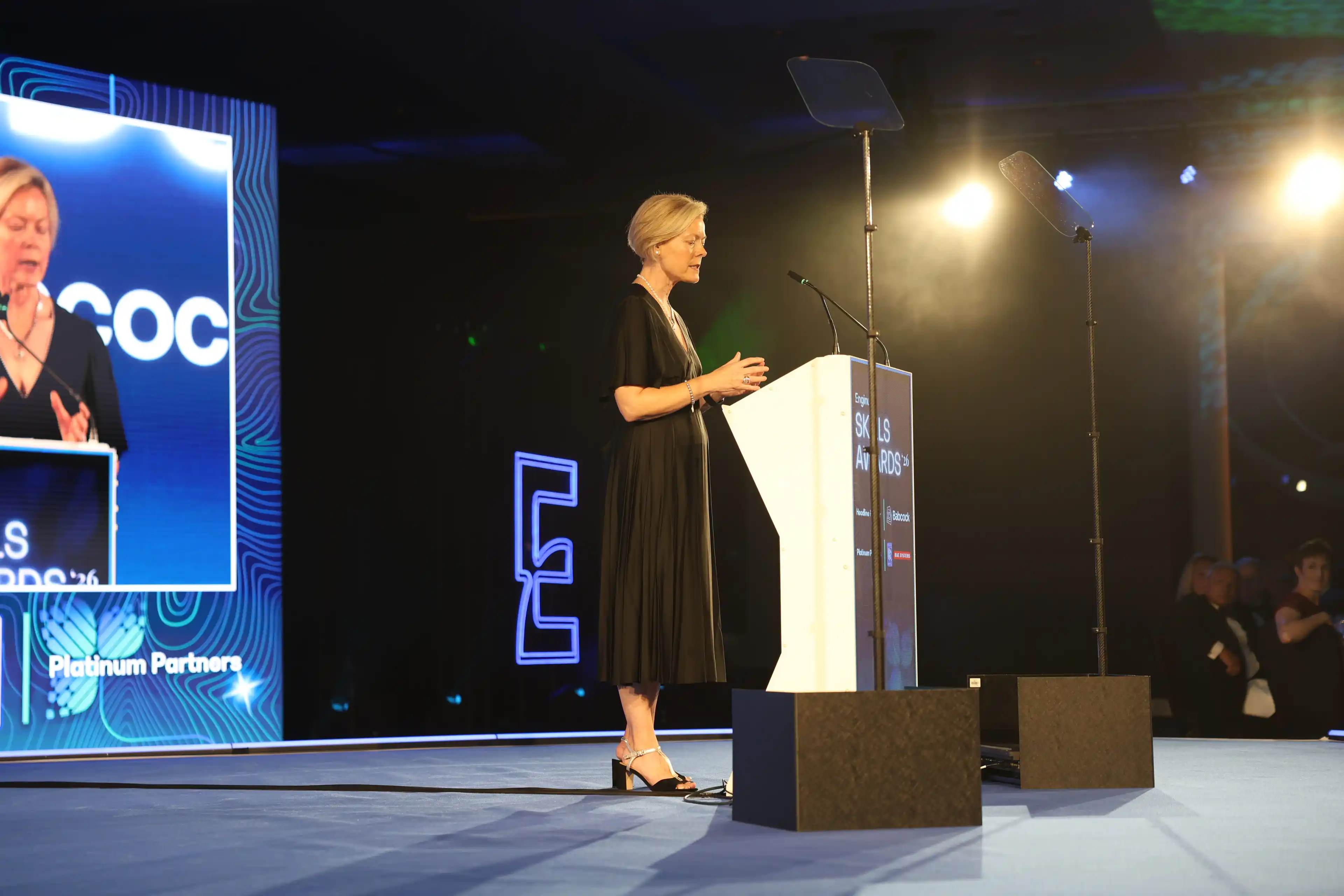 Ann Watson MBE on stage at Enginuity Skills Awards 2026