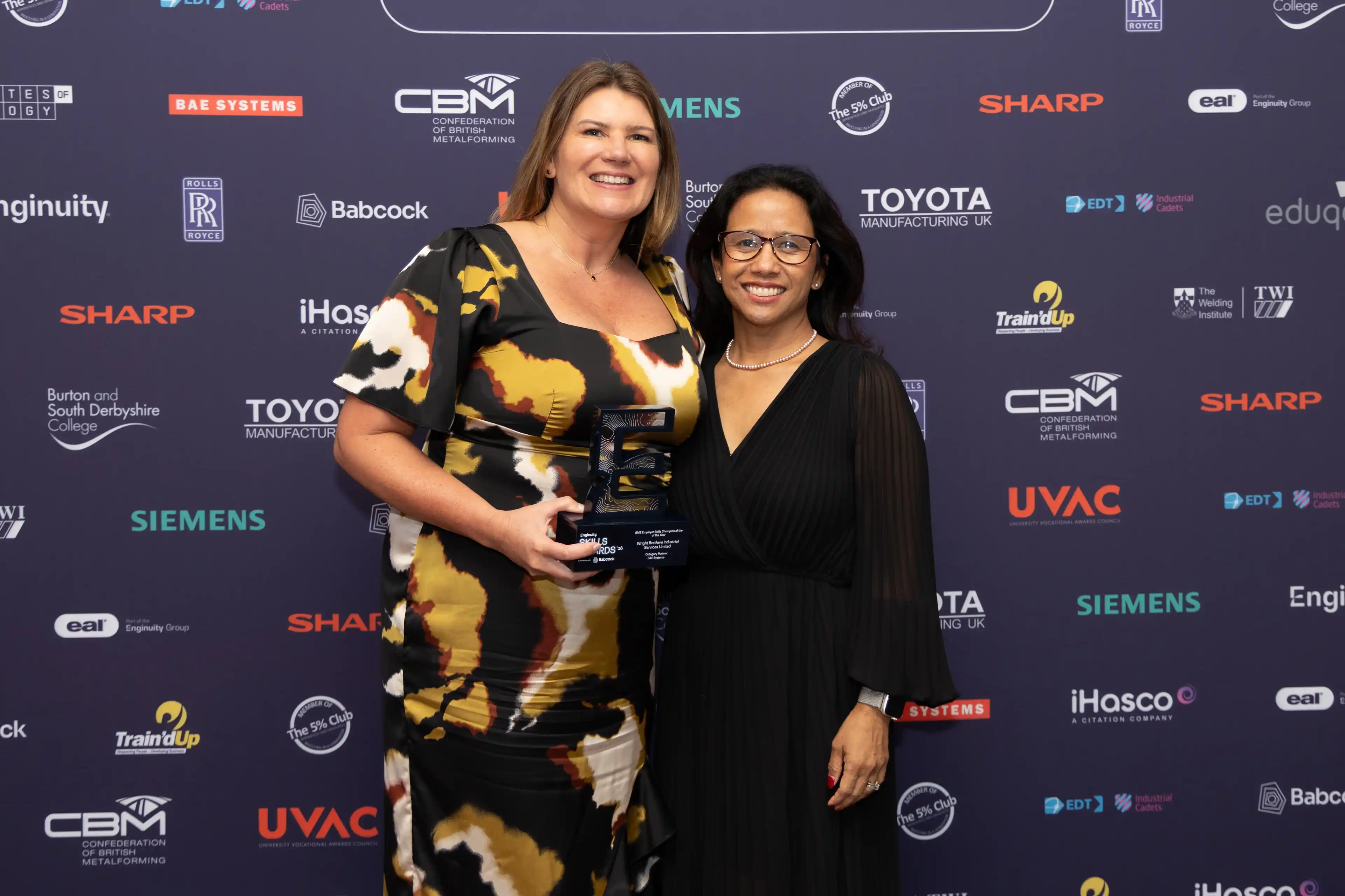 The team Wright Brothers Industrial Services Limited winning their SME Employer Skills Champion of the Year 2025 at the Enginuity Skills Awards