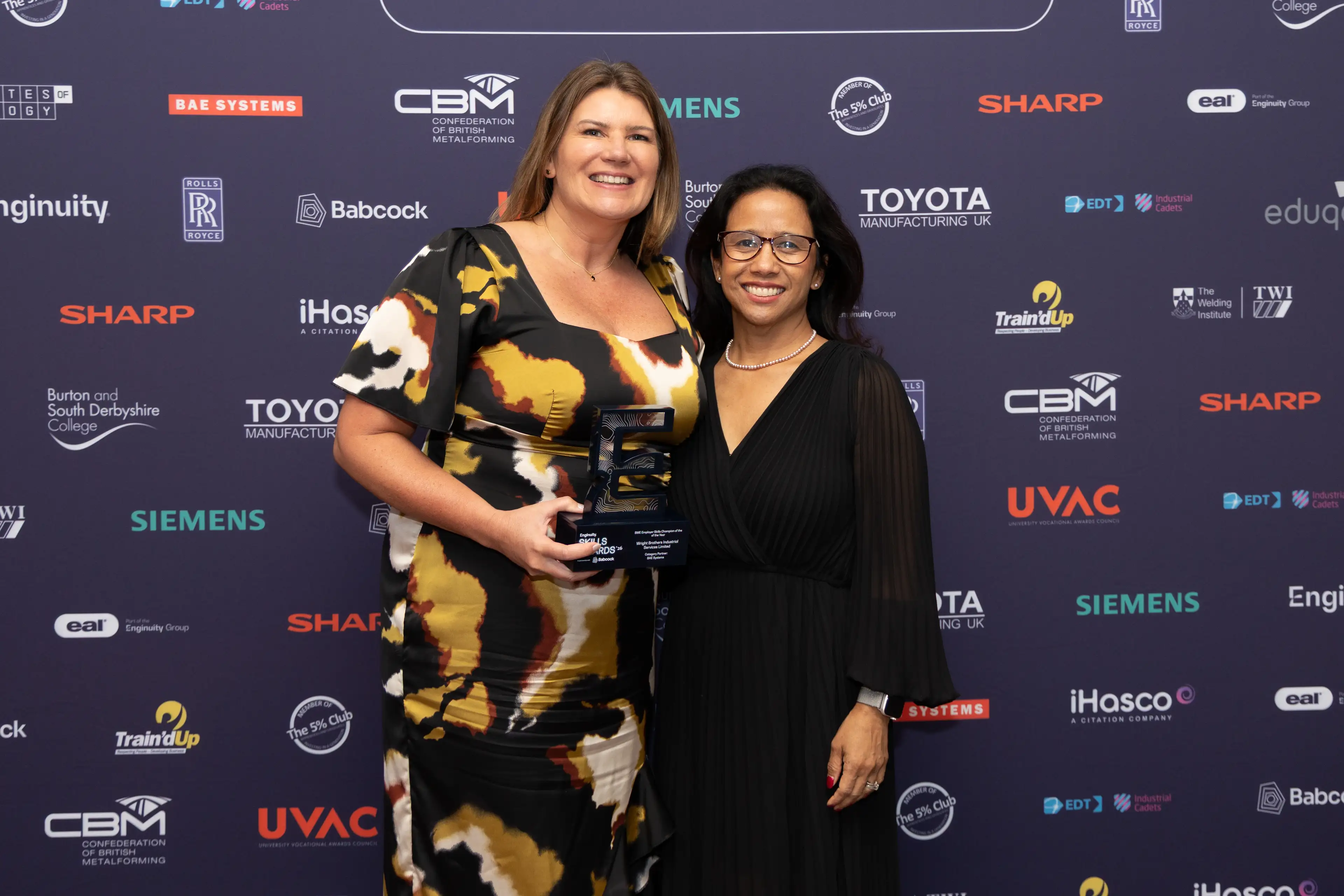 The team Wright Brothers Industrial Services Limited winning their SME Employer Skills Champion of the Year 2025 at the Enginuity Skills Awards