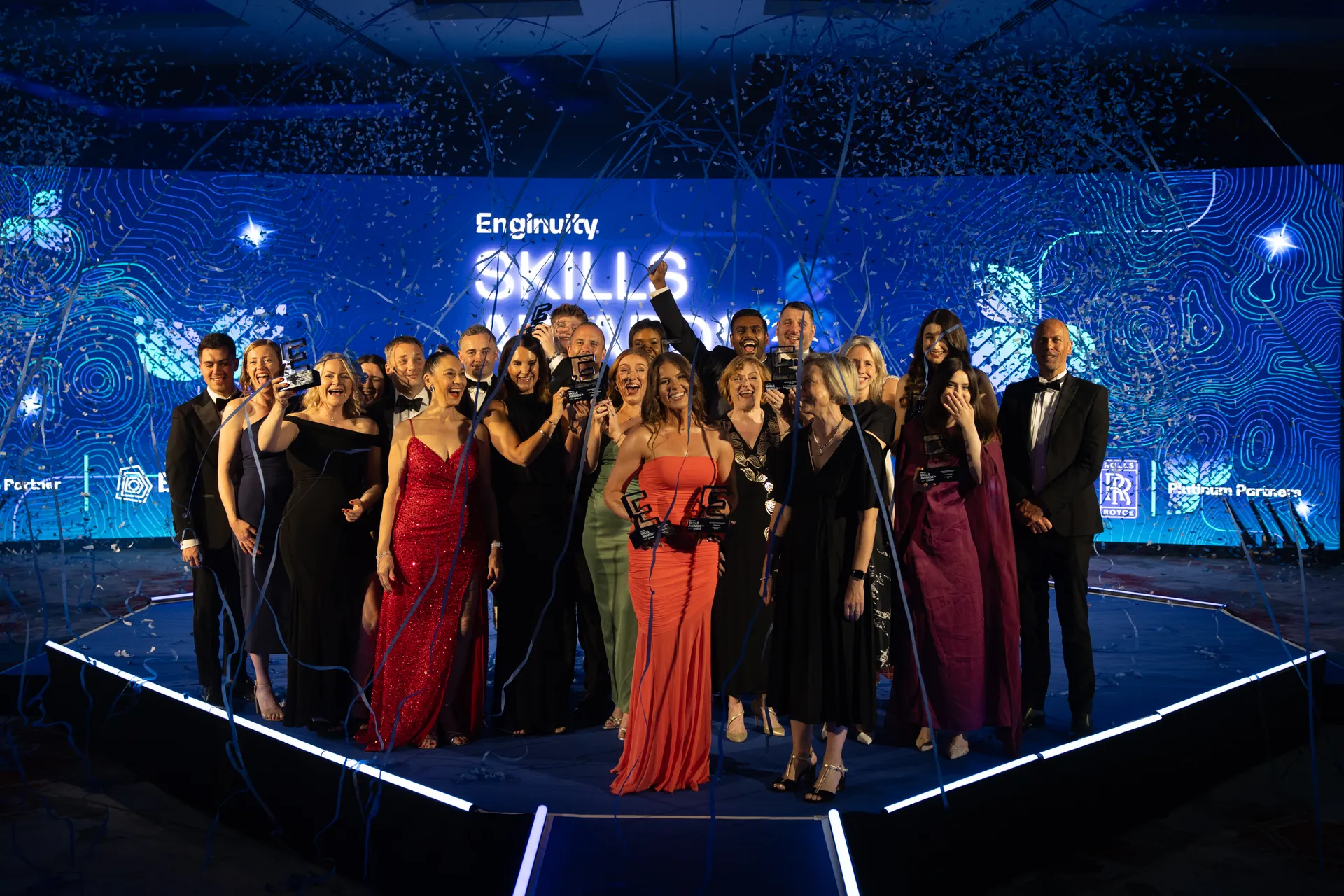 All winners of Enginuity Skills Awards 2026 - with confetti