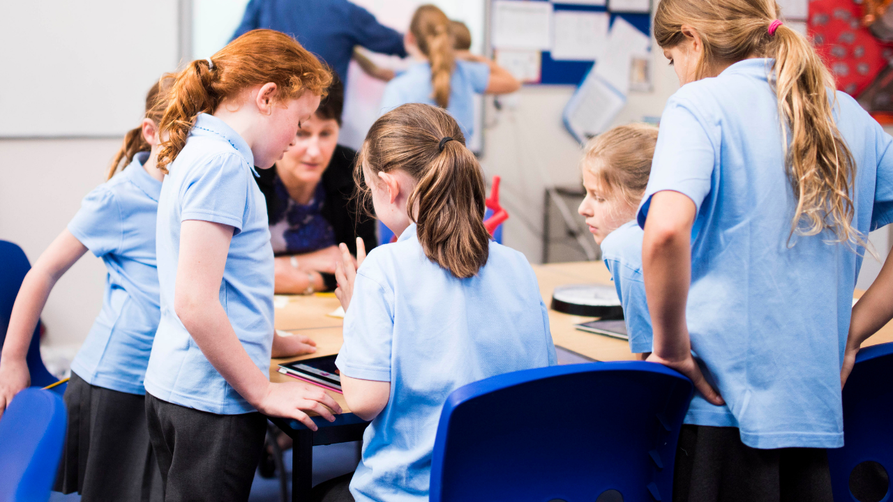 Students in school in a classroom