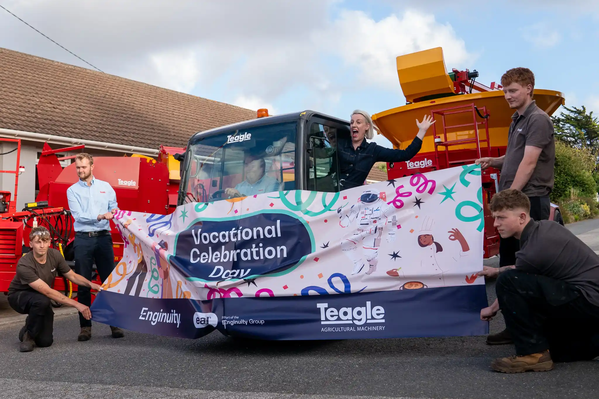 Steph McGovern arriving at Teagle Machinery for Vocational Celebration Day