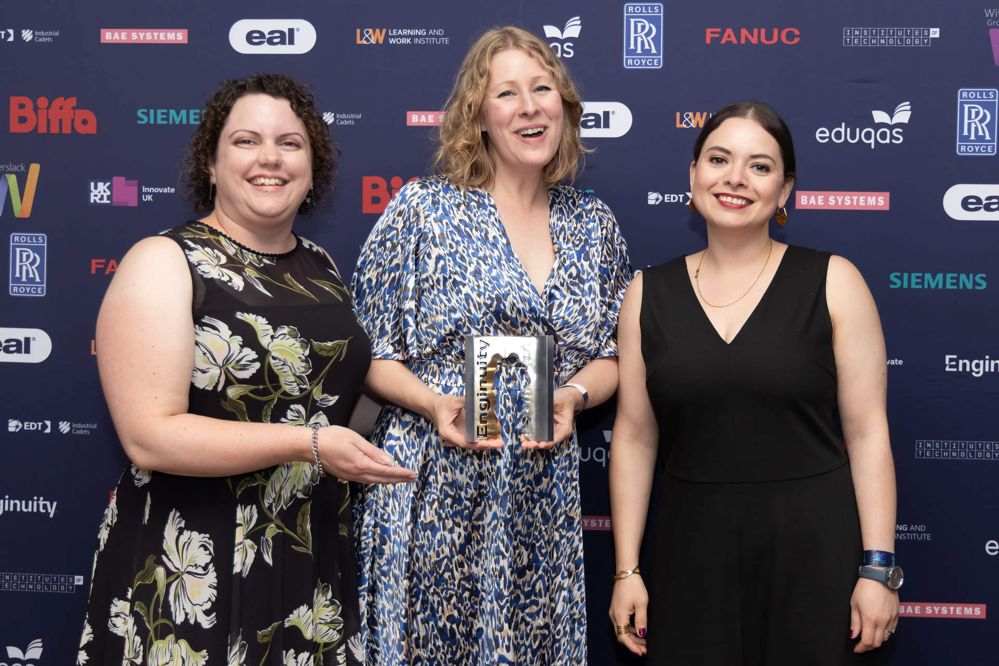 A picture of award winners collecting their award for Training Provider Skills Champion of the Year at Enginuity Skills Awards 2025