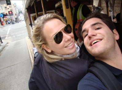 A man and woman take a selfie